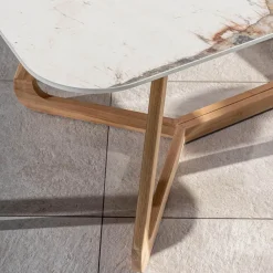 Viadurini Living Gartentische Fest|Gartentische Aus Teakholz-Tisch mit Keramikplatte und Untergestell aus massivem Teakholz, hergestellt in Italien – Bluse