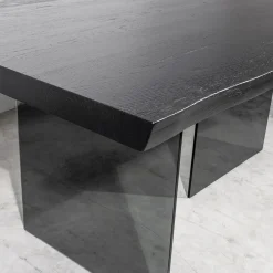 Viadurini Living Esstische Nach Mass|Esstische-Tisch mit plattierter Platte aus massiver Eiche und Basis aus Kristall Made in Italy - Noelia