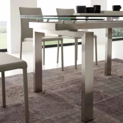 Viadurini Living Ausziehbare Esstische-Tisch verlängerbar aus Glas und Stahl Georgia