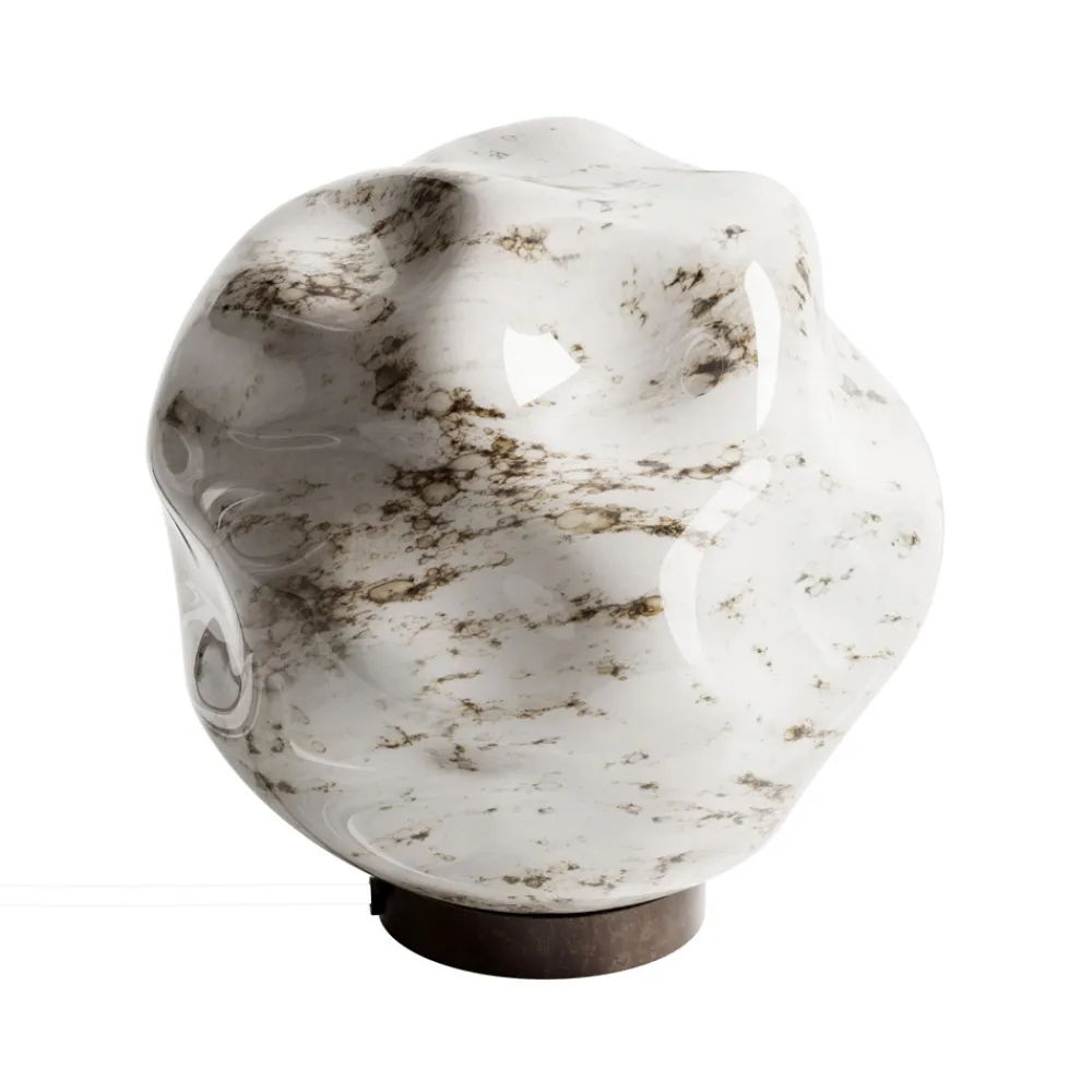 Viadurini Lighting Design Tischlampen-Tischlampe aus dunklem Messing und Steinglas, hergestellt in Italien – Bottega