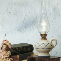 Ferroluce Vintage Tischlampen-Tischlampe aus Keramik handdekoriert im rustikalen Stil