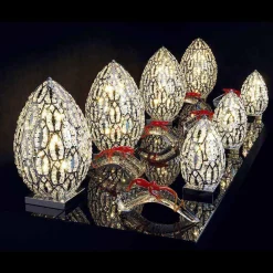 Viadurini Lighting Design Tischlampen-Tischlampe aus Kristall und Stahl eiförmig Egg