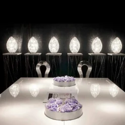 Viadurini Lighting Design Tischlampen-Tischlampe aus Kristall und Stahl eiförmig Egg