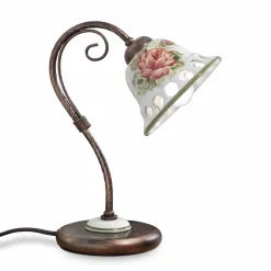 Ferroluce Vintage Tischlampen-Tischlampe aus Metall und handgefertigter Keramik mit Passanastri - Neapel