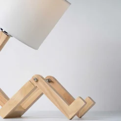 Viadurini Lighting Moderne Tischlampen-Tischlampe aus Naturholz mit Lampenschirm aus weißem - blauem Leinen