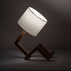 Viadurini Lighting Moderne Tischlampen-Tischlampe aus Naturholz mit Lampenschirm aus weißem - blauem Leinen