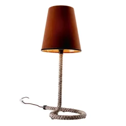 Grilli Design Tischlampen-Tischlampe aus Stoff und Leder Snake in Italien hergestellt