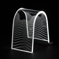 Viadurini Lighting Moderne Tischlampen-Tischlampe aus transparentem Acrylkristall mit graviertem Dekor - Bertella