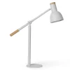Viadurini Lighting Moderne Tischlampen-Tischlampe aus weißem Metall mit Naturholzdetails - Anya