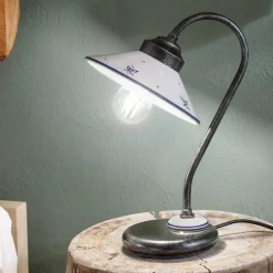 Ferroluce Vintage Tischlampen-Tischlampe im Vintage-Stil aus handbemalter Keramik und Eisen - Asti