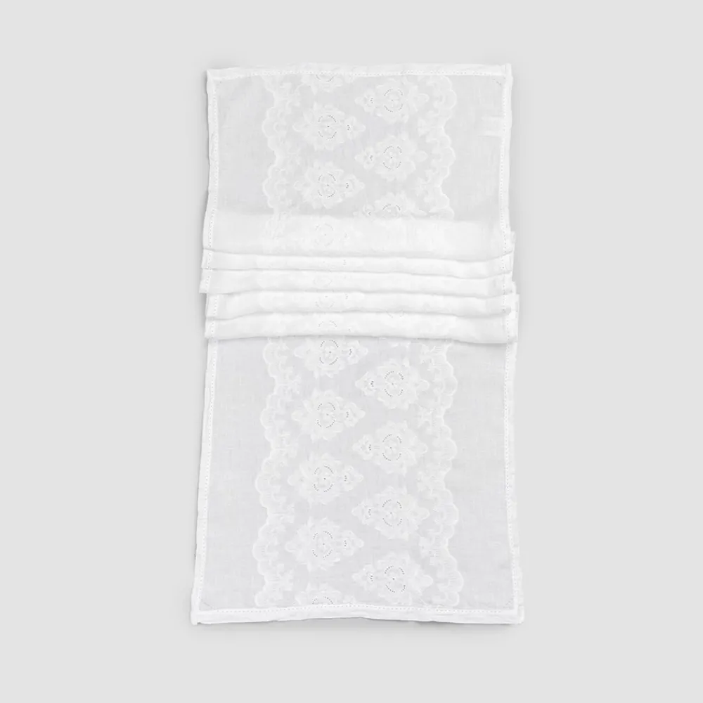 Viadurini Textile Runner-Tischläufer 100% Leinen mit Stickerei von Luxus-Design - Giuggiolo