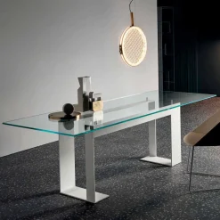Viadurini Living Esstische Nach Mass|Esstische-Tischplatte aus extra klarem Glas und Metallbeinen, Qualität Made in Italy - Speck