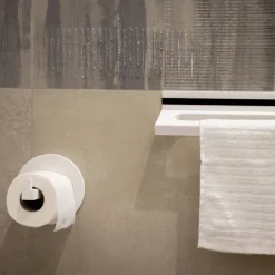 Viadurini Bathroom Toilettenpapierhalter-Toilettenpapierhalter aus weißem Corian oder mit schwarzem Einsatz, Made in Italy - Elono