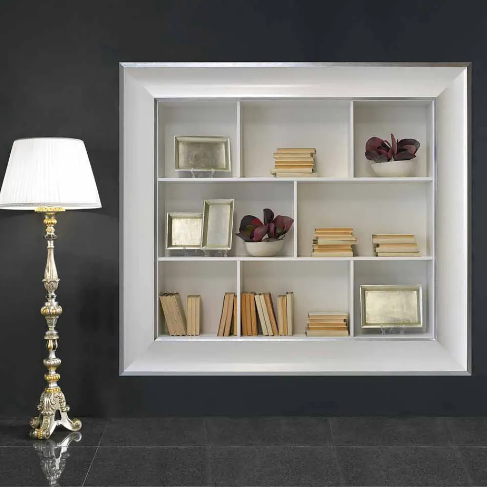 Viadurini Living Tv-Möbel-Tommaso Wandbücherschrank mit Holzfächern, handgefertigt in Italien