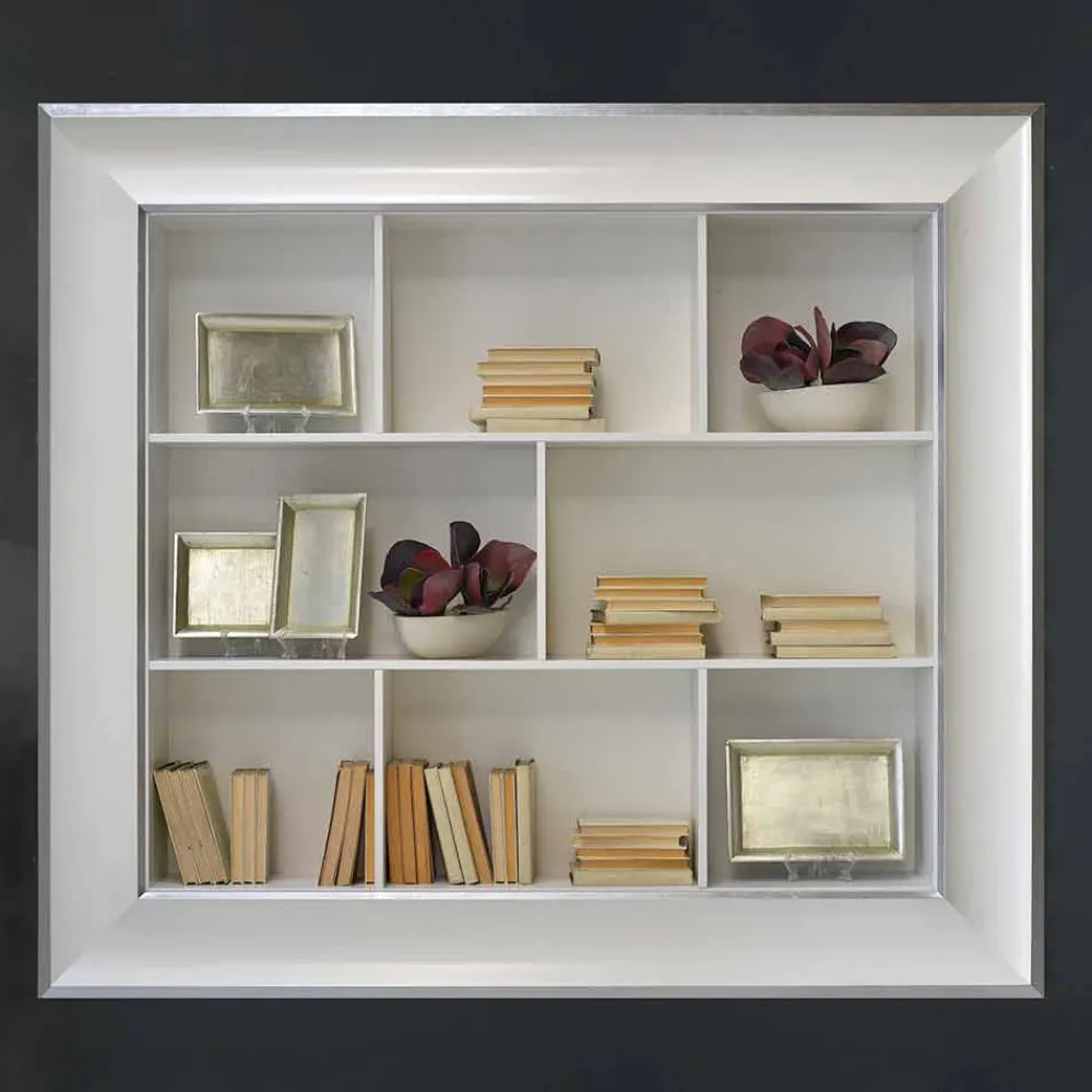 Viadurini Living Tv-Möbel-Tommaso Wandbücherschrank mit Holzfächern, handgefertigt in Italien