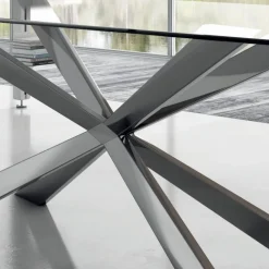 Viadurini Living Esstische-Tonnenförmiger Esstisch aus Glas und Stahl, hergestellt in Italien – Cave