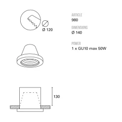 Toscot Design Deckenleuchten-Carso Einbaustrahler Ø14 cm aus Terrakotta, hergestellt in der Toskana