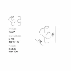 Toscot Vintage Wandleuchten-Taffic Wandlampe mit Metallsockel made in Toscana