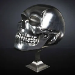 Viadurini Living Deko Artikel Und Wohnaccessoires-Totenkopf-Statue aus Silberkeramik Made in Italy - Skull
