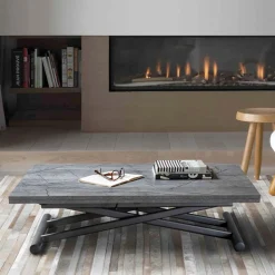 Viadurini Living Tisch Höhenverstellbar-Transformierbarer Couchtisch aus Metall mit Melaminplatte - Sandero