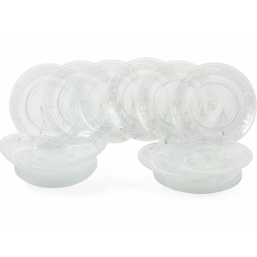 Viadurini Kitchen Teller Set-Transparente Glasteller Luxury Classic Decor 18-teilig - Palazzo