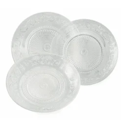 Viadurini Kitchen Teller Set-Transparente Glasteller Luxury Classic Decor 18-teilig - Palazzo