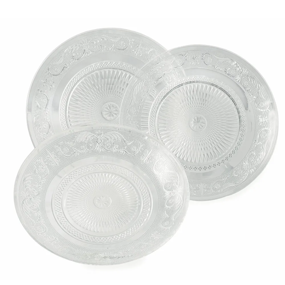 Viadurini Kitchen Teller Set-Transparente Glasteller Luxury Classic Decor 18-teilig - Palazzo