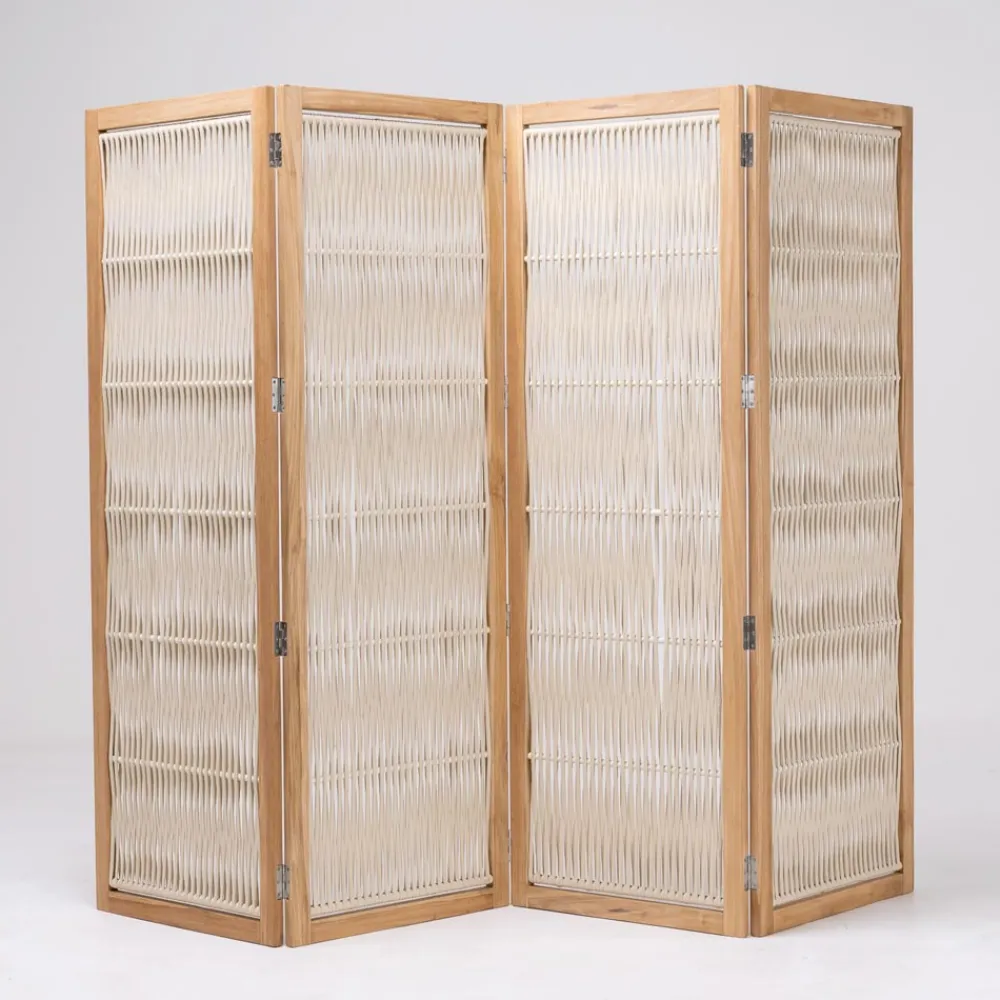 Viadurini in the Garden Gartenideen-Trennwand für den Außenbereich aus Teakholz, Aluminium und Seilgeflecht - Vision