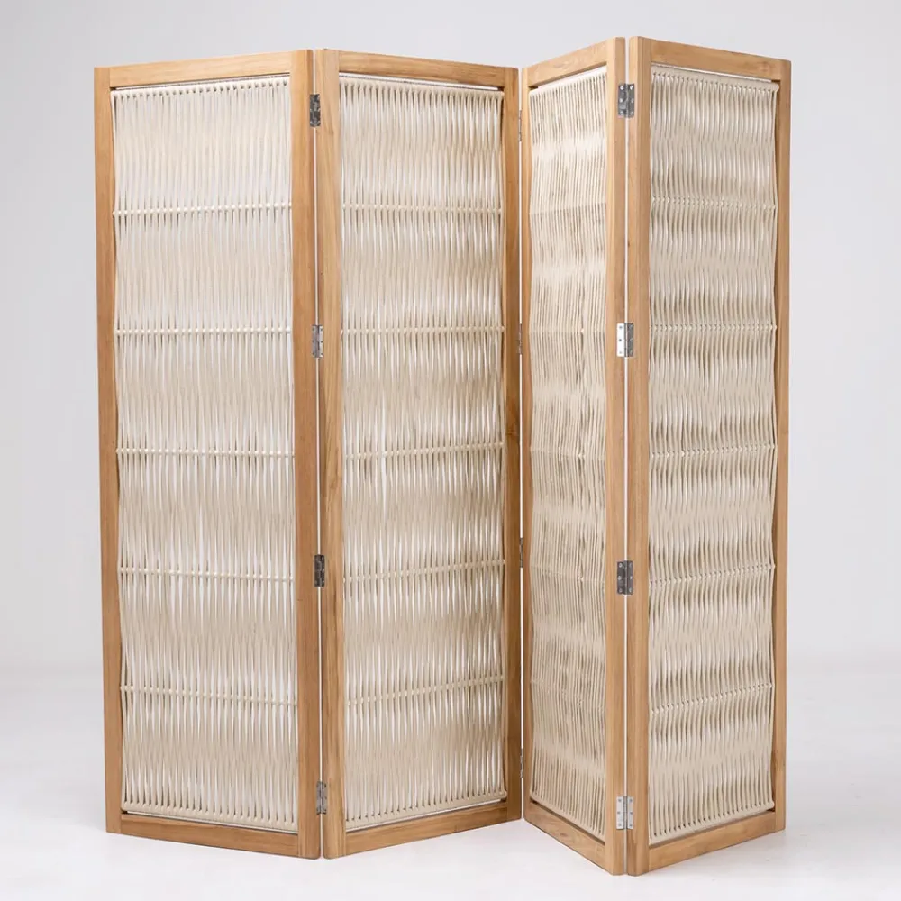 Viadurini in the Garden Gartenideen-Trennwand für den Außenbereich aus Teakholz, Aluminium und Seilgeflecht - Vision