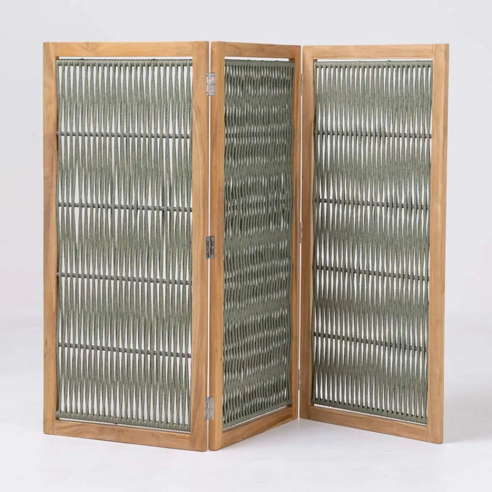 Viadurini in the Garden Gartenideen-Trennwand für den Außenbereich aus Teakholz, Aluminium und Seilgeflecht - Vision