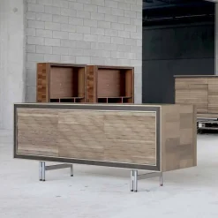 Viadurini Living Anrichte-3-türige Anrichte, aus natürlichem grauem Nussholz 192x50cm Teresa