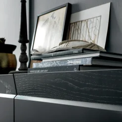 Viadurini Living Sideboards-3-türiges Sideboard aus Holz mit schräger Kante und Keramikplatte - Mondolfo