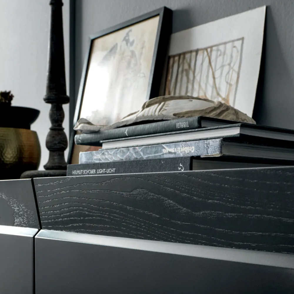 Viadurini Living Sideboards-3-türiges Sideboard aus Holz mit schräger Kante und Keramikplatte - Mondolfo