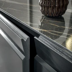 Viadurini Living Sideboards-3-türiges Sideboard aus Holz mit schräger Kante und Keramikplatte - Mondolfo