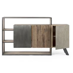 Viadurini Living Sideboards-3-Türiges Sideboard aus Mangoholz und Stahl Homemotion - Signorino