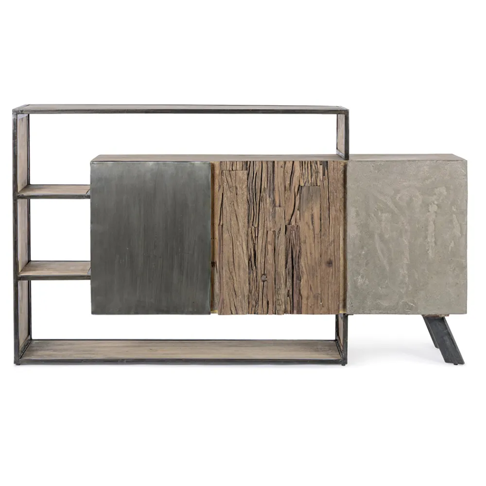 Viadurini Living Sideboards-3-Türiges Sideboard aus Mangoholz und Stahl Homemotion - Signorino