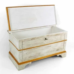 Viadurini Living Truhen Und Sitztruhe-Truhe handgefertigt aus Massivholz mit Goldprofilen Made in Italy - Caio