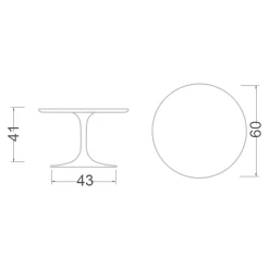 Viadurini Living Moderne Couchtische|Tulip Tische-Tulip Eero Saarinen H 41 Couchtisch aus Keramik, Diamantcreme, hergestellt in Italien – Scarlet