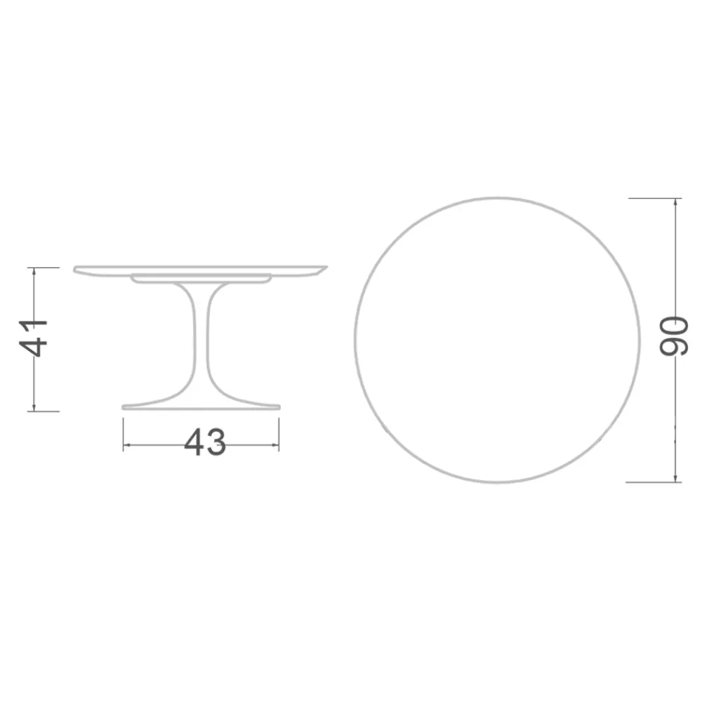 Viadurini Living Moderne Couchtische|Tulip Tische-Tulip Eero Saarinen H 41 Couchtisch aus Keramik, Diamantcreme, hergestellt in Italien – Scarlet