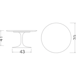 Viadurini Living Moderne Couchtische|Tulip Tische-Tulip Eero Saarinen H 41 Couchtisch aus Sirius-Keramik, hergestellt in Italien – Scarlet