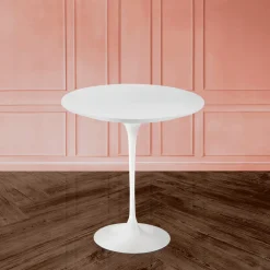 Viadurini Living Moderne Couchtische|Tulip Tische-Tulip Eero Saarinen H 52 Couchtisch aus weißem Flüssiglaminat, hergestellt in Italien – Scarlet