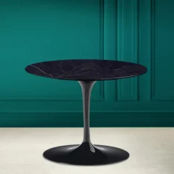 Viadurini Living Moderne Couchtische|Tulip Tische-Tulip Eero Saarinen H 41 Couchtisch aus Keramik Noir Laurent, hergestellt in Italien – Scarlet