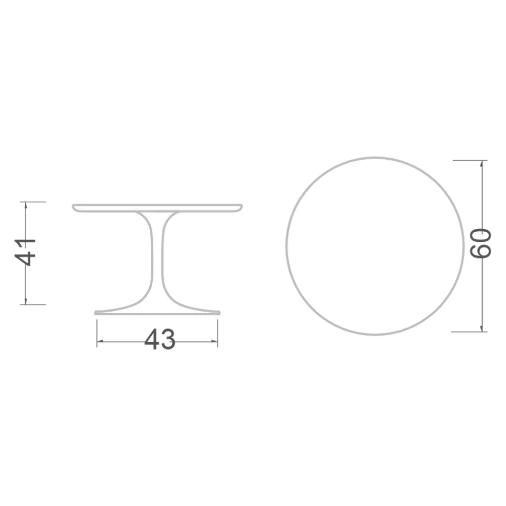 Viadurini Living Moderne Couchtische|Tulip Tische-Tulip Eero Saarinen H 41 Couchtisch aus unsichtbarer, ausgewählter Keramik, hergestellt in Italien – Scarlet