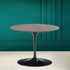 Viadurini Living Moderne Couchtische|Tulip Tische-Tulip Eero Saarinen H 41 Couchtisch aus Keramik, Steingrau, hergestellt in Italien – Scarlet
