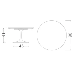 Viadurini Living Moderne Couchtische|Tulip Tische-Tulip Eero Saarinen H 41 Couchtisch aus Keramik, Steingrau, hergestellt in Italien – Scarlet