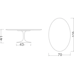 Viadurini Living Moderne Couchtische|Tulip Tische-Tulip Eero Saarinen H 41 Ovaler Couchtisch aus Noir Desire-Keramik, hergestellt in Italien – Scarlet