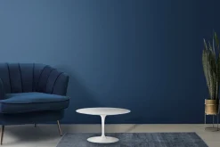 Viadurini Living Moderne Couchtische|Tulip Tische-Tulip Eero Saarinen H 39 Ovaler Couchtisch aus weißem Flüssiglaminat, hergestellt in Italien – Scarlet