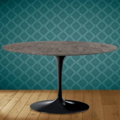 Viadurini Living Moderne Couchtische|Tulip Tische-Tulip Eero Saarinen H 41 Ovaler Couchtisch aus Kira-Keramik, hergestellt in Italien – Scarlet