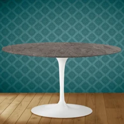 Viadurini Living Moderne Couchtische|Tulip Tische-Tulip Eero Saarinen H 41 Ovaler Couchtisch aus Kira-Keramik, hergestellt in Italien – Scarlet