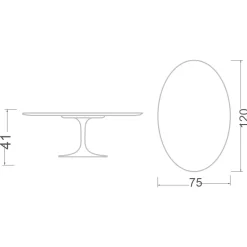 Viadurini Living Moderne Couchtische|Tulip Tische-Tulip Eero Saarinen H 41 Ovaler Couchtisch aus Kira-Keramik, hergestellt in Italien – Scarlet